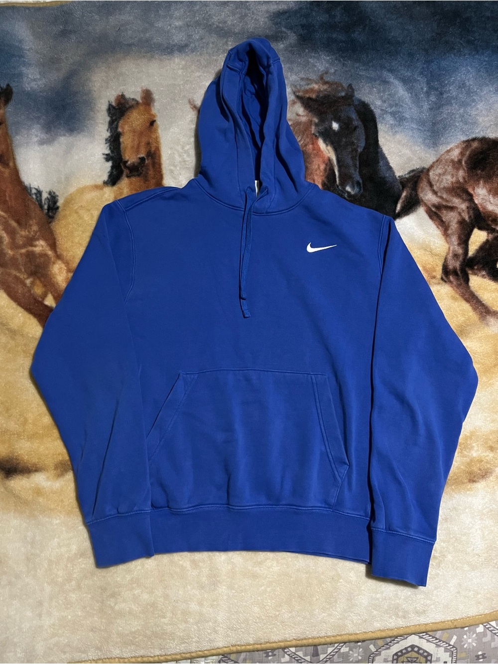 Nike Blue Pullover Hoodie - Men's Classic Swoosh size small